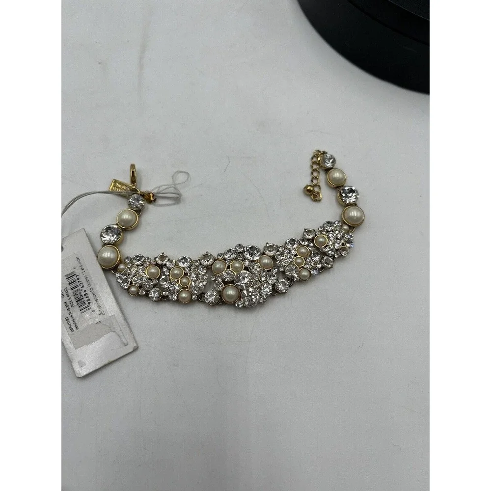 Kate‎ Spade NY Gold Plated Crystals White Faux Pearls Pick a Pearl Bracelet New - Picture 16 of 16